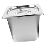 KOMBIUDA ステンレス製ビュッフェパン 長方形フードトレイ 蓋付き 食品保存容器 業務用レストランや家用に耐久性と衛生的な食材管理に