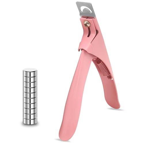 Acrylic Nail Cutter with Magnet Sizer & Length Measurement Adjustable Stainless Nail Trimmer for Salon Home Nail Art Professional Nail Clippers for Precise Manicures(Baby Pink)