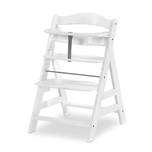 hauck Alpha+ Grow Along Solid Beechwood Highchair with Adjustable Seat, White