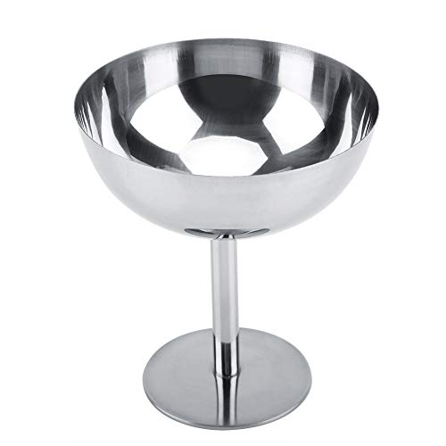 Yctze Stainless Steel Ice Cream Serving Cups, Metal Dessert Dish Bowls for Salad Fruit, Pudding - Elegant Silver Chalice (High feet)
