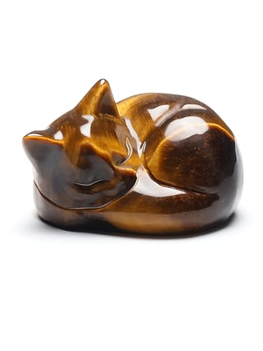 Jovivi Tiger Eye Sleeping Cat Crystal...