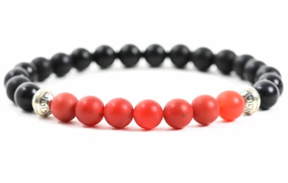 Bracelet de cornaline et onyx noir 8mm pour harmoniser votre quotidien