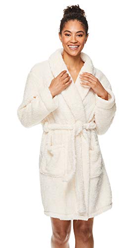 TAHARI Womens Sparkle Sherpa Warm Pajama Lounge Robe Bathrobe Pale Rose Small