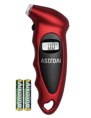 Image of AstroAI Digital Tire Pressure Gauge, Industrial Tire Gauge Calibrated to ANSI B40.7 + /-1PSI, AAA Batteries, for Light Trucks, Pickup Trucks, SUVs, Cars, Red
