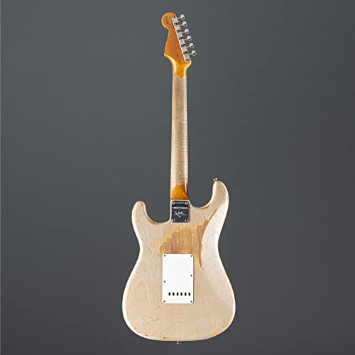 Fender Red Hot Stratocaster Super Heavy Relic MN Aged Dirty White Blonde #CZ566885 – Guitare Électrique Personnalisée - Les Beatles, Paul McCartney, John Lennon, RIngo Starr, George Harrison Fender Red Hot Stratocaster Super Heavy Relic MN Aged Dirty White Blonde #CZ566885 - Guitare Électrique Personnalisée – Image 4