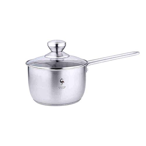 Casserole en acier inoxydable 16 cm avec cuiseur vapeur et couvercle en verre