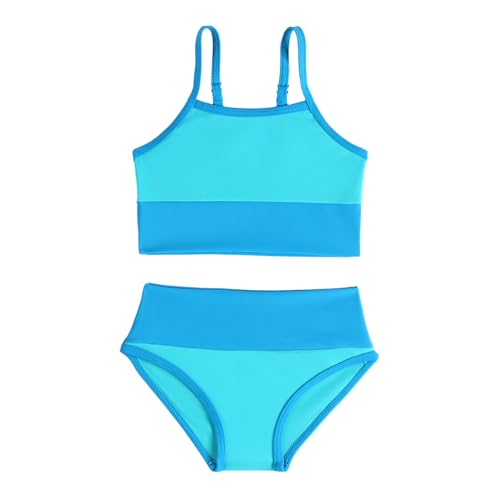 Image of Little Girl Swimsuit Casual Swimwear Kids Two Piece Color Block Bathing Suits Beach Bikini Set 3-12Years