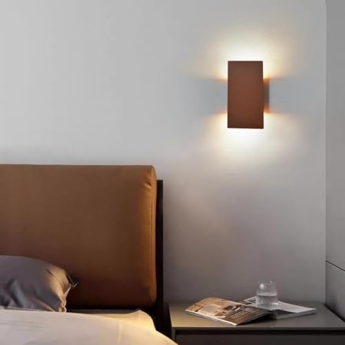 Image of Wall Light with Switch Rusty Red,Led Wall Lamp for Bedroom Bed,Up and Down Lights for Interior,Industrial Flat Wall Sconce for Hallway,Bed,Guest Room,Hotel,Stair Lighting,8w 3000k Warm White,1pcs