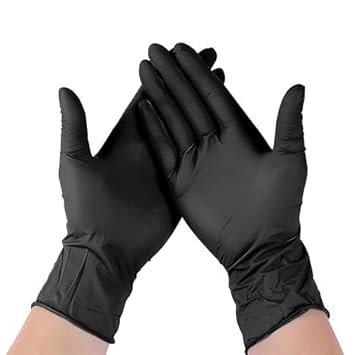 Nitrile Disposable Gloves, Chemical Resistant, for Medical, Cooking, Cleaning, and Tattoo Artist Use (10, Black)