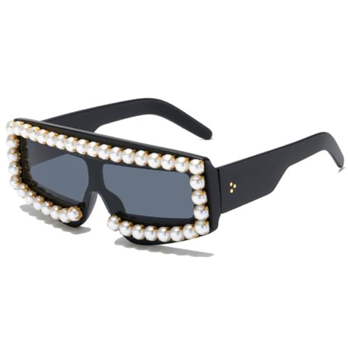 Lunettes de soleil en perles MUTYNE avec diamants et dessus plat rétro chic
