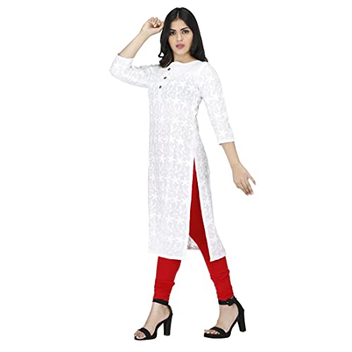 Image of DREAM & DZIRE Women Chikankari Kurti in Dark Blue for Plus Size & Small Size.