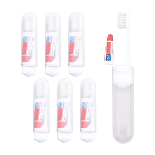 6 cepillos de dientes de viaje con pasta de dientes, juego de cepillos de dientes de viaje, portátil, mini cepillo de dientes para adultos, camping, escuela, viaje de negocios