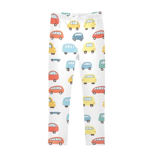 Simple Cars Girls Leggings,Workout Leggings for Girls Toddler Athletic Legging Size for 3-10T