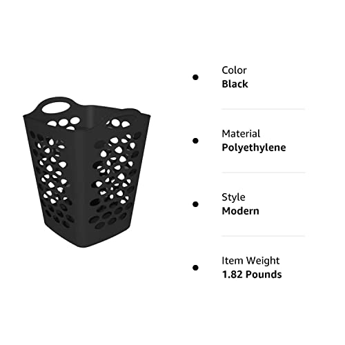 Starplast Tall Flex Laundry Basket (16.6"L X 16.2"W X 19.8"H, Black) #TOP1