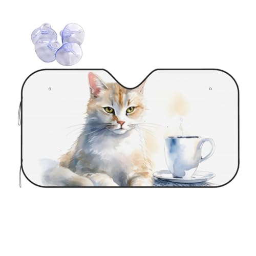 Parasol de parabrisas con diseño de gatos leyendo para coche y SUV 70x130cm