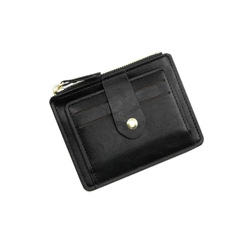 Small Wallet for Women Genuine Leather RFID Blocking Card Holder Organizer Pocket Compact Bifold Ladies Mini Purse (Black)