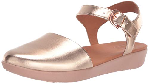 FitFlop Women's COVA II Closed-Toe Sandals Ballet Flat, Rose Gold, 7 M US