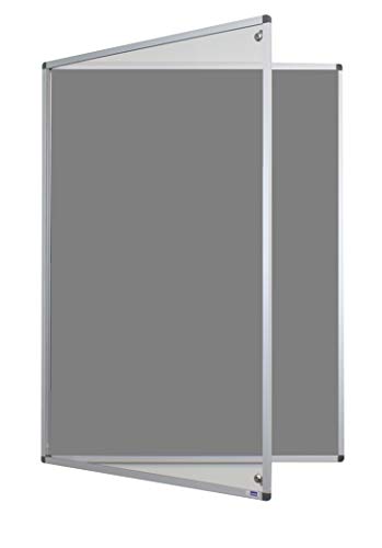 Adboards Dual Lock - Classic Lockable Noticeboard Grey Felt 1200mm x 900mm Aluminium Frame - Tamperproof Extra Secure