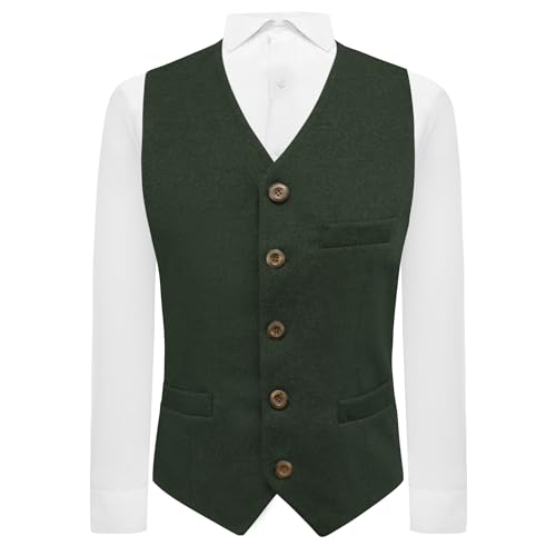 Gilet en tweed vert de gentleman idéal pour mariages et soirées