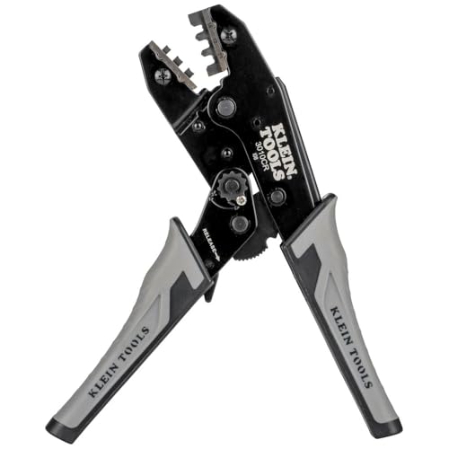 Klein Tools 3010CR MC4 Solar Ratcheting Crimper for 10-14 AWG Stranded Copper Wire PV Connectors