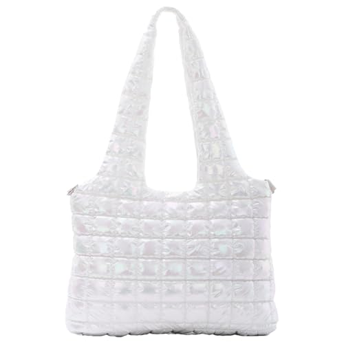 Jywmsc Große Puffer-Tasche für Damen Gesteppte Bauschige Umhängetasche Laser Glänzende Hobo Handtasche