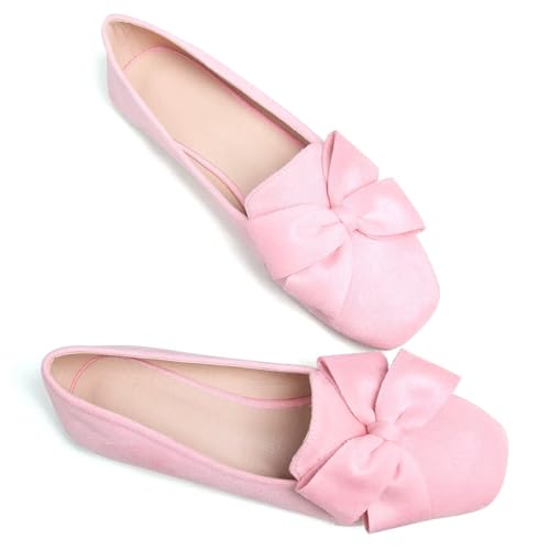 Stunner Women's Flats Fashion Square Toe Bowknot Flats Comfortable Ballet Flats Casual Slip On Flats2
