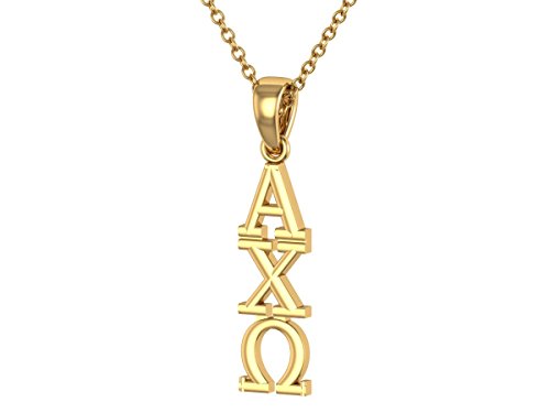 Alpha Chi Omega Vertical Yellow Gold Plated Sterling Silver with 18