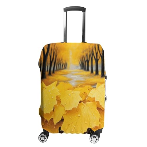Travel Luggage Cover Elastic Suitcase Cover Autumn Yellow Leaves Luggage Covers Luggages Protector Covers for Travel Anti-Scratch Luggages Decorative Cover for Adult S