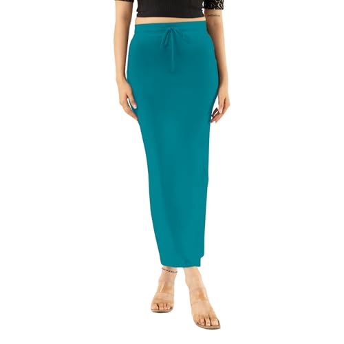 Image of DESI GIRL Cotton Lycra Stretchable Saree Shapewear Petticoat with Drawstring for Women | Fishcut Saree Petticoat with Side Slit for Easy Movement | Saree Shaper | Long inskirt