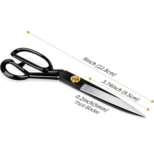 Professional Tailor Scissors 9-inch High Carbon with White Measuring Tape for Fabric Leather Sewing Cloth by Proshear