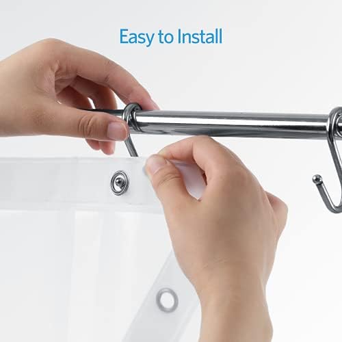 EHZNZIE Clear Shower Curtain Liner Light Weight PEVA, Shower Liner 72x72 Inches, Waterproof, No Chemical Smell with 12 Rust Proof Metal Grommets Holes for Bathroom Shower Curtain - View 7