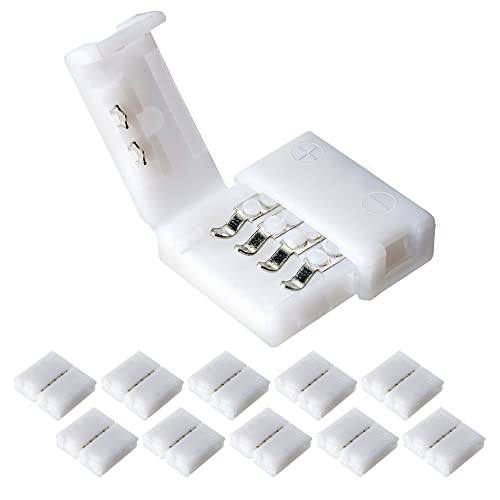 JACKYLED 10 Pcs 4-Pin RGB LED Light Strip Connectors PBC 10mm Wide Gapless LED Tape Light Clips Solderless Adapter Connectors for SMD 5050 Multicolor LED Strips (White) JACKYLED 10 Pcs 4-Pin RGB LED Light Strip Connectors PBC 10mm Wide Gapless LED Tape Light Clips Solderless Adapter Connectors for SMD 5050 Multicolor LED Strips (White)