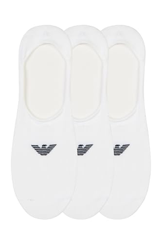Emporio Armani Lot de 3 paires de chaussettes décontractées en coton pour homme Blanc S/M, Blanc/blanc., S-M