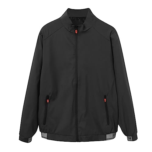 Mens Fall Jackets with Stand Collar, Full Front Zip And Zipper Side Pockets - image 1