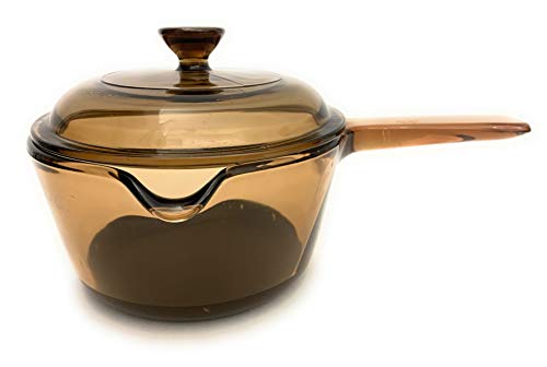 Vision Corning Visionware Amber Non-Stick Saucepan w/ Lid 1 Liter USA