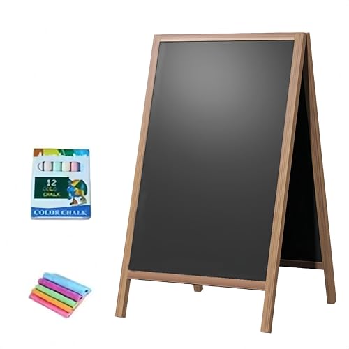 A型看板 立て看板 スタンド看 板 ウェルカムボード 両面 木製 手書き サインボード ドボード 書き換え可能な黒板 屋外看 板 店舗用 ディスプレイ おしゃれ ポスタースタンド 黒板ボード 黒 板 カフェ レストラン (ブラウン, 510x850mm)