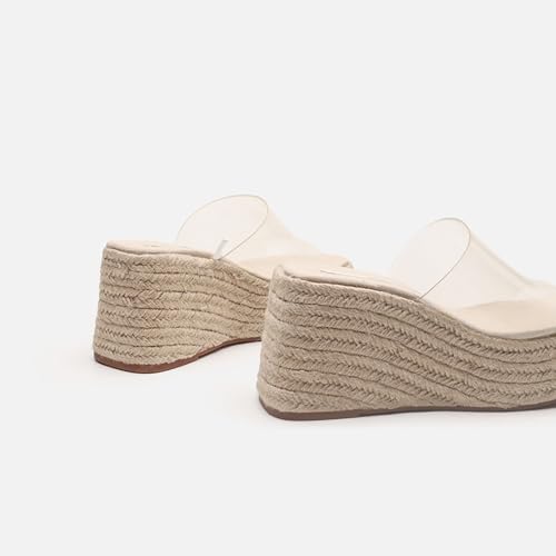 Women'S Leather Slip-On Platform Wedge Sandals Fashion Round Open Toe Espadrille High Heel Bohemian Slide Sandals Casual Summer Beach Parties Sandals4