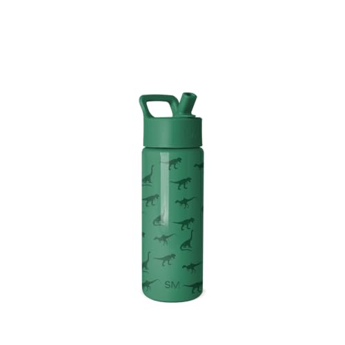 Simple Modern Kids Water Bottle with Straw Lid | 18oz Insulated Stainless Steel Kids Tumbler & Spill Proof Toddler Cup for School Girls Boys | Summit | Dino World