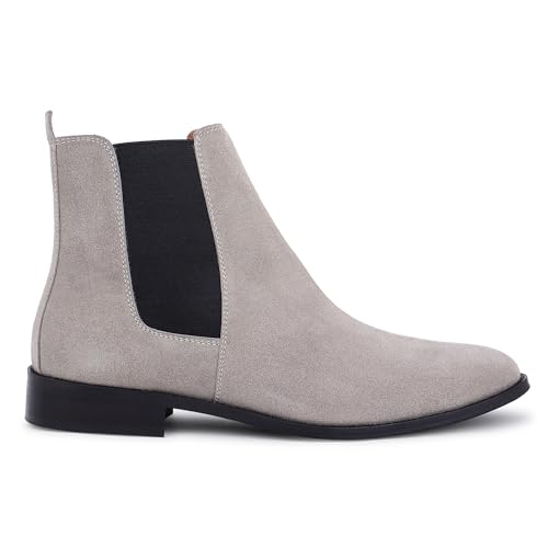 Image of LOZANO Suede Leather Chelsea Boots for Men | High Ankle Boots, Soft Cushioned Insole, Slip-Resistance, Arch Support & Shock Absorption