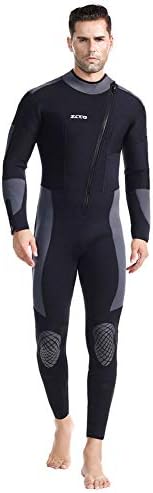 DIVESAIL Wetsuit 5mm Neoprene Full Wetsuit Front Zipper for Men Diving Snorkeling Scuba Surfing, Black-Gray, X-Large
