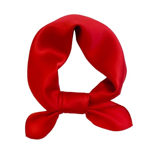 MEISEE Solid Color Mulberry Silk Scarf 20 Square Scarf Neck Scarf Hair Head Breathable Lightweight for Women Gift Packed (red)