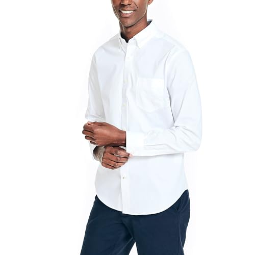 Chemise homme blanche taille S Nautica coton durable manches longues
