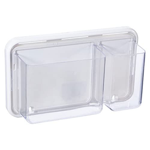 Image of Yeeco Magnetic Organizer, Clear 3.3'10'6.1' 4 Compartment Plastic Adhesive Organizer Box Basket Storage Tray for Refrigerator, Fridge, Office, Classroom