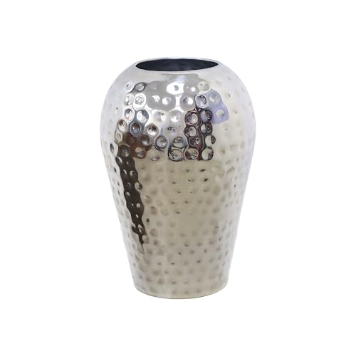 Hosley 10 Inch High Hammered Iron Vase - Handcrafted by Artisans Using Centuries-Old Hammer Pattern Techniques for Floral Arrangements Rustic Charm and Cultural Richness in Your Home Decor Embrace
