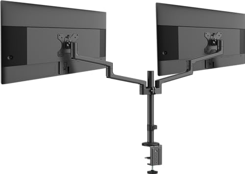 MSI PRO MT81D - Premium Aluminum Dual Monitor Stand Arms, Supports 17-32" & 17.6 lbs per Screen, VESA Compatible, Adjustable Desk Mount, Clamp & Grommet Base, Quick Release Plate - Black - image 1