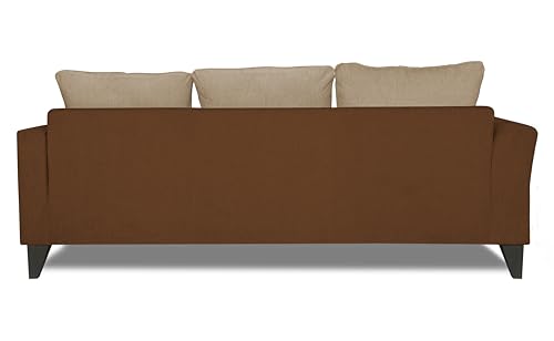 Image of Adorn India Maddox L Shape 4 Seater Sofa Set Tufted Two Tone RHS (Brown & Beige) (3 Year Warranty)