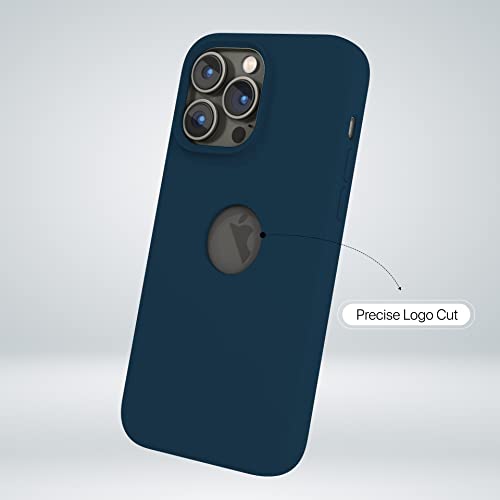 Image of eller sante Liquid Silicon Logo-Cut for iPhone 14 Pro Case Cover, Soft TPU, Shockproof, Scratch Resistant, 6 Feet Drop Protection, Compatible with iPhone 14 Pro Back Cover - Navy Blue