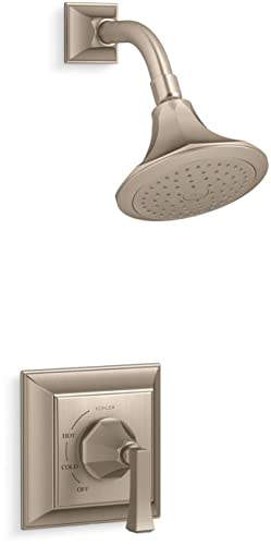 Kohler TS462-4V-BV Memoirs Stately Rite-Temp Shower Valve Trim with Deco Lever Handle & 2.5 GPM Showerhead, Vibrant Brushed Bronze miniatura 1