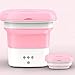 FHKBB Mini Lavatrice Portatile Pieghevole con centrifuga ad ultrasuoni con asciugatrice appositamente utilizzata per Lavare Biancheria Intima/Vestiti, Rosa