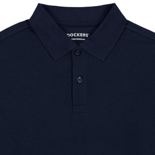 DOCKERS Boys School Uniform Short Sleeve Soft Jersey Polo, 2-Pack, Navy, 18-20 - image 2
